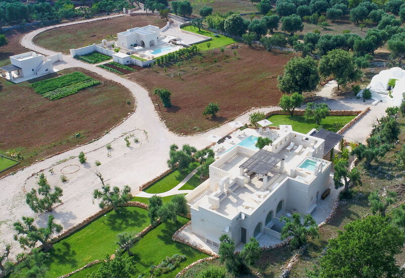 Corte Dei Messapi | Sleeps 24: Balcony / Terrace / Patio, Building Exterior, Garden, Main Entrance, Outdoor, Pool, Scenic View, Spring, Summer